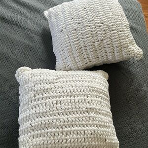 2 Coyuchi Organic Woven Rope Pillows with Kapok Inserts (Sold As A Pair)